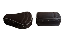 Load image into Gallery viewer, Royal Enfield Classic 350  and 500 cc Dark brown Seat cover with Foam Cushioning and buttons