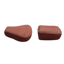 Load image into Gallery viewer, Royal Enfield Classic 350  and 500 cc Tan/Light brown Seat cover with Foam Cushioning and buttons