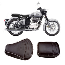 Load image into Gallery viewer, Royal Enfield Classic 350  and 500 cc Dark brown Seat cover with Foam Cushioning and buttons