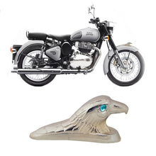 Load image into Gallery viewer, Royal Enfield Classic Front Mudguard Aluminum chrome plated Eagle head with Blue eyes