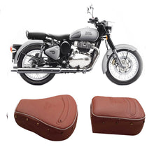 Load image into Gallery viewer, Royal Enfield Classic 350  and 500 cc Tan/Light brown Seat cover with Foam Cushioning and buttons