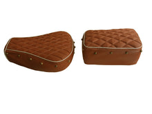 Load image into Gallery viewer, Royal Enfield Classic 350  and 500 cc Light Brown /Tan Seat cover with Foam Cushioning and buttons