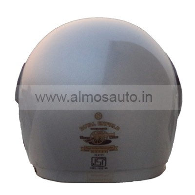 Vega Cruiser Silver Open Face Helmet With Royal Enfield Logo