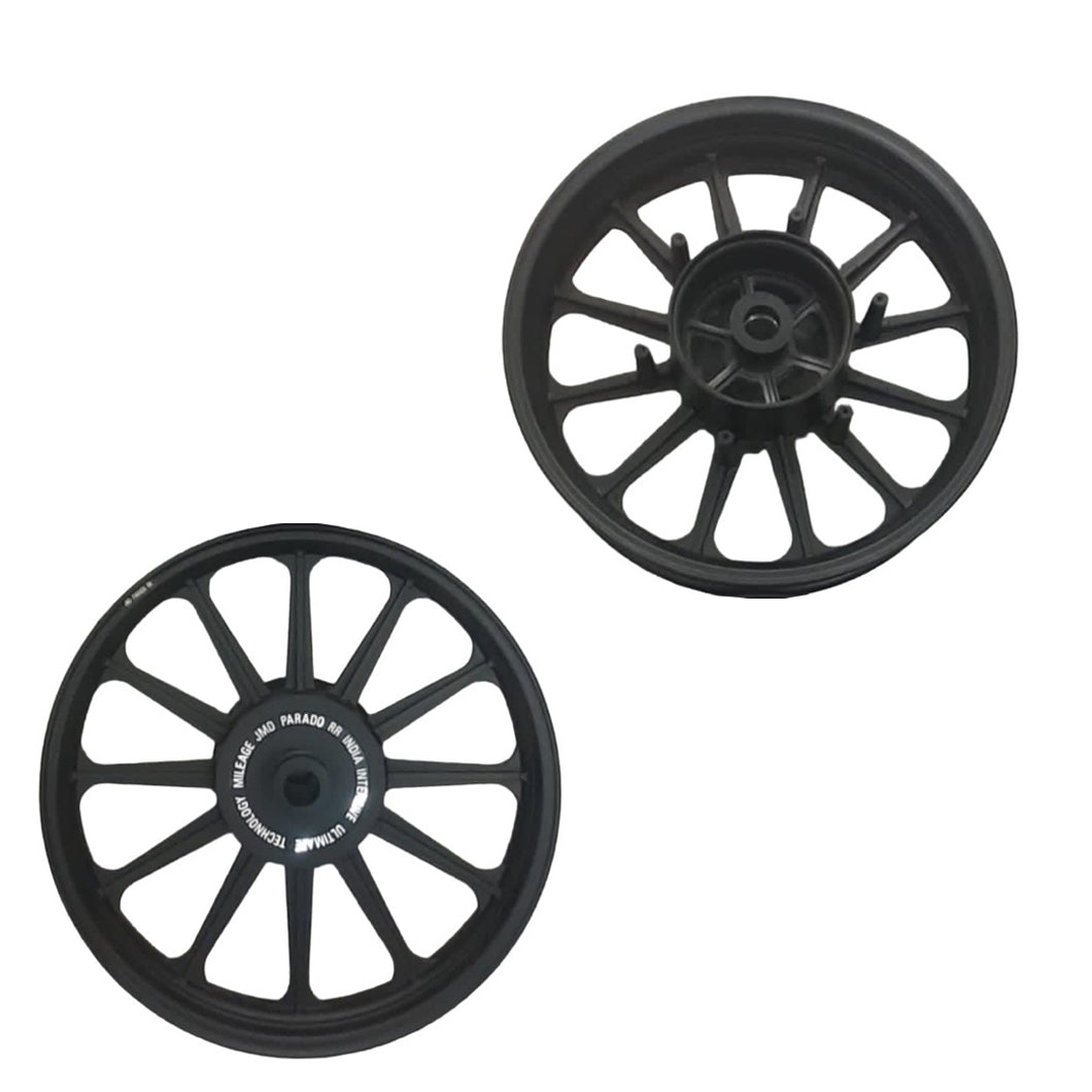 Royal Enfield classic reborn rear disc 12 Spokes Black  Alloy Wheel set (Front and Rear)