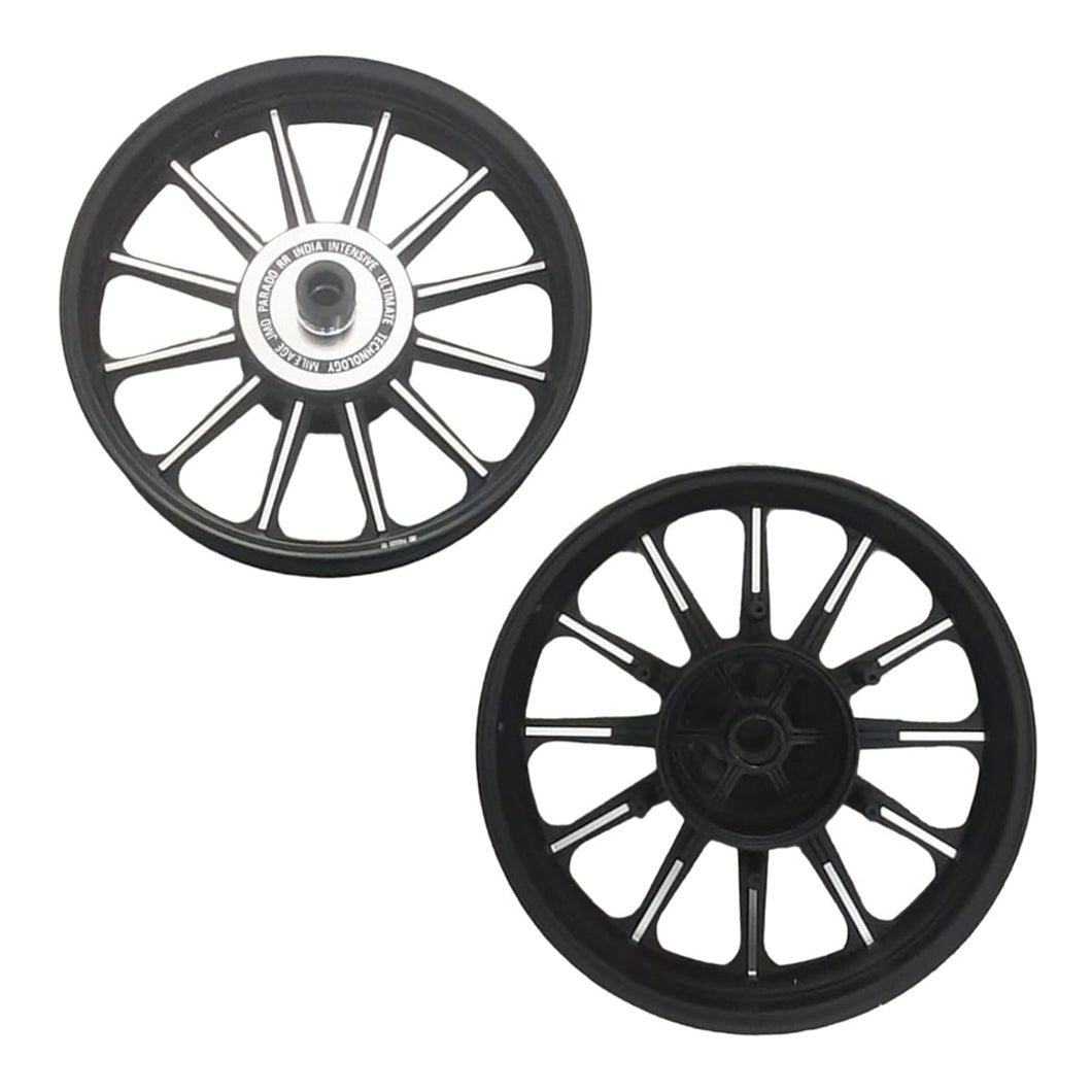 Royal Enfield classic reborn rear disc 12 Spokes Chrome Black  Alloy Wheel set (Front and Rear)