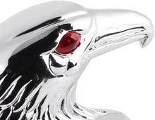 Load image into Gallery viewer, Royal Enfield Motorcycle Front Mudguard mounted Aluminum chrome plated Eagle head with Red eyes
