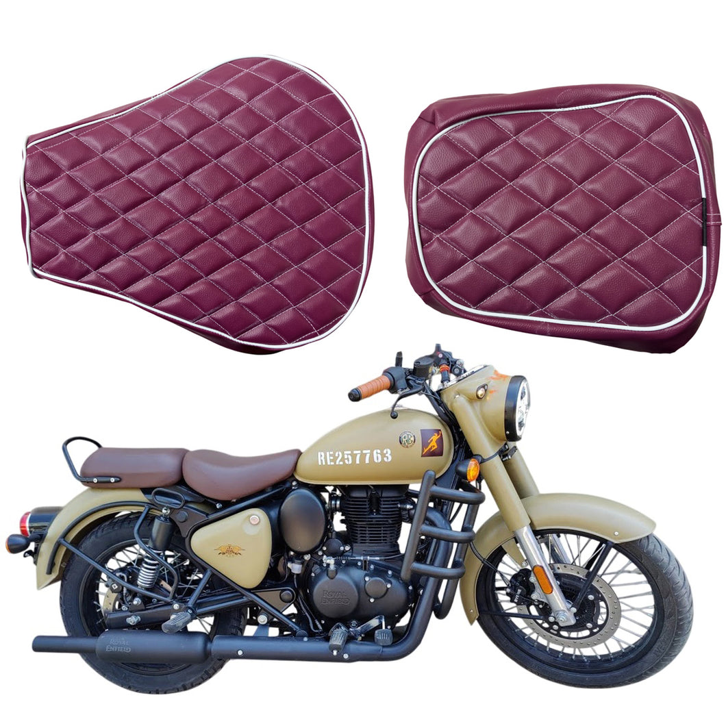 Royal Enfield Classic reborn 350   Maroon Seat cover with Foam Cushioning