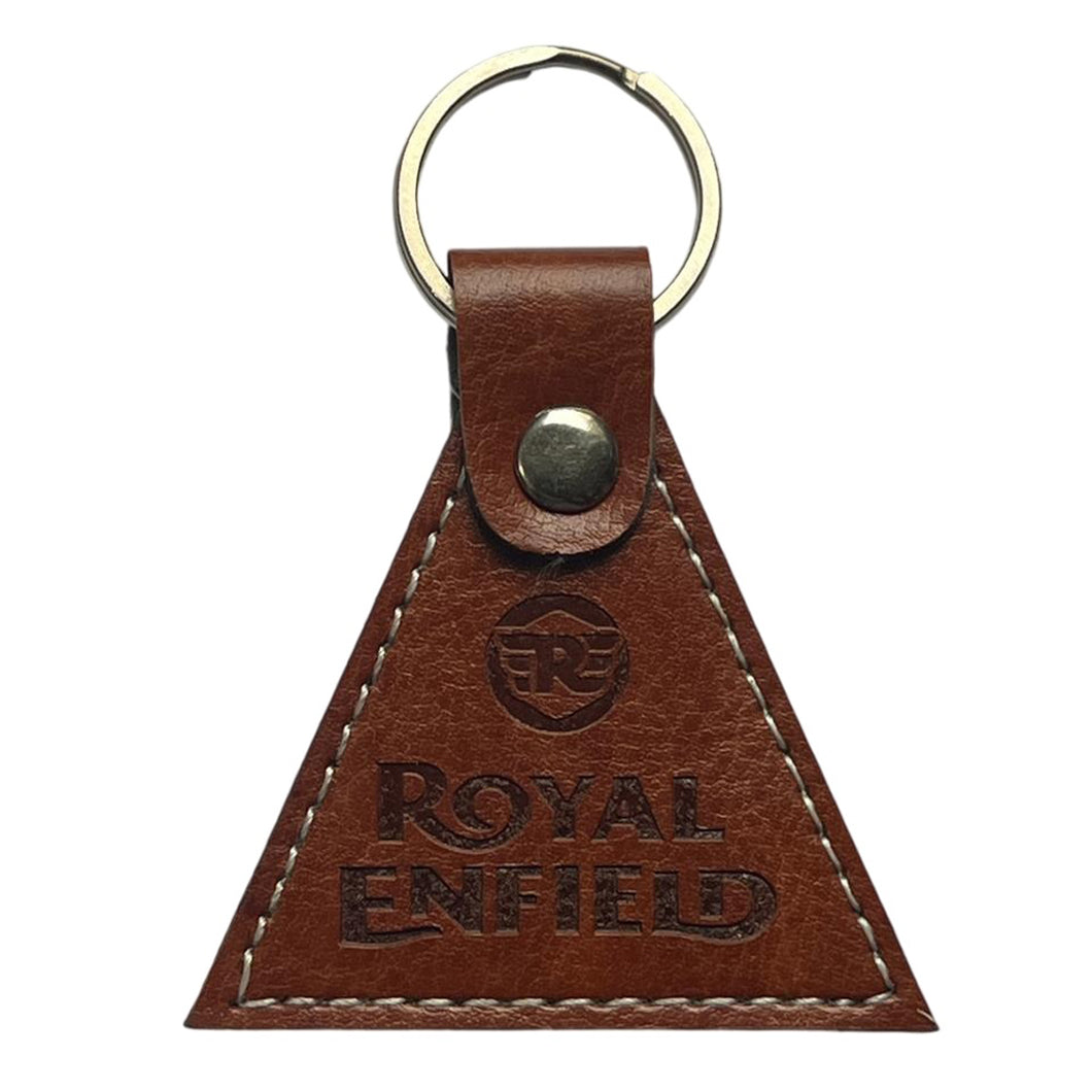 Royal Enfield Customized Leather triangle  Key ring Brown Color