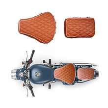 Load image into Gallery viewer, Royal Enfield Classic 350  and 500 cc Tan/Light brown Seat cover with Foam Cushioning and buttons
