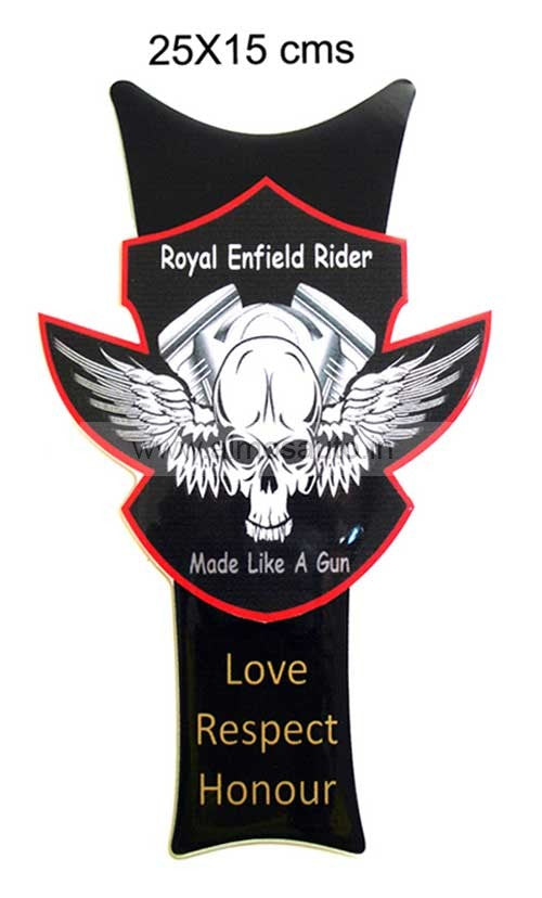 Royal Enfield Bike Skull Black  Petrol Tank Pad