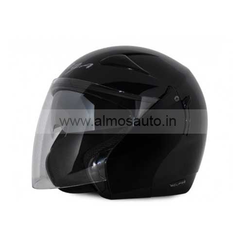 Vega ISI Black Open Face Helmet with Royal Enfield Logo