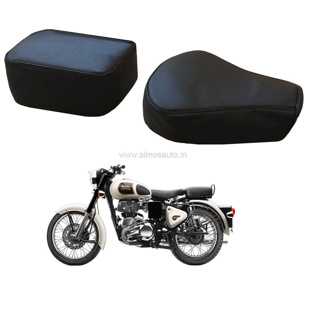 Royal Enfield Classic 350  and 500 cc  Black  Seat  cover with foam Cousion
