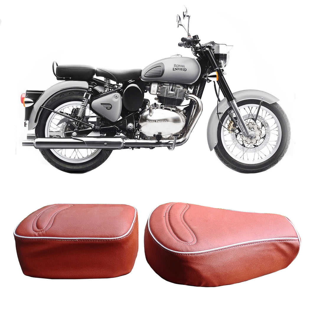 Royal Enfield Classic 350  and 500 cc  Light Brown seat cover with foam and curve design