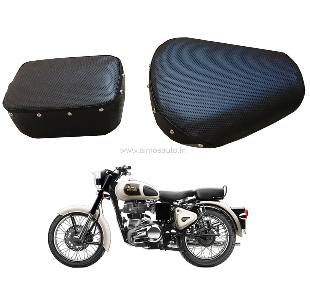 Royal Enfield Classic 350  and 500 cc  Black Dotted Seat  cover with Button