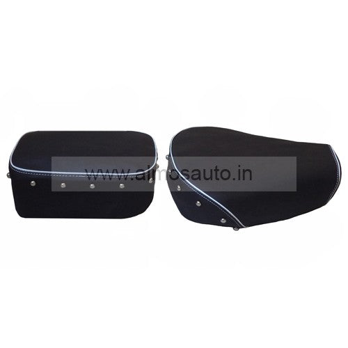 Royal Enfield Classic 350  and 500 cc  Black   Plain Seat with white lining  and chrome Button