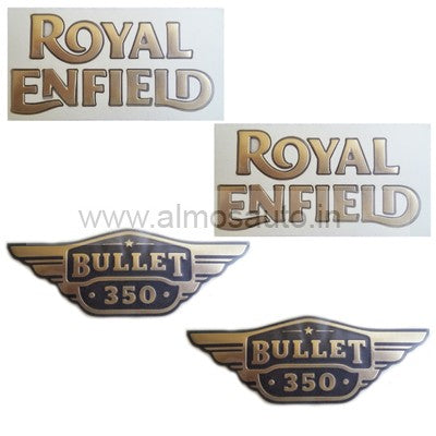Royal Enfield Bullet Electra Fuel Tank Sticker Set-Golden
